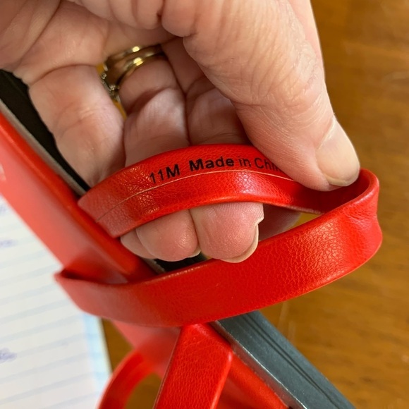 Women's Red Strappy Sandals - Picture 4 of 11